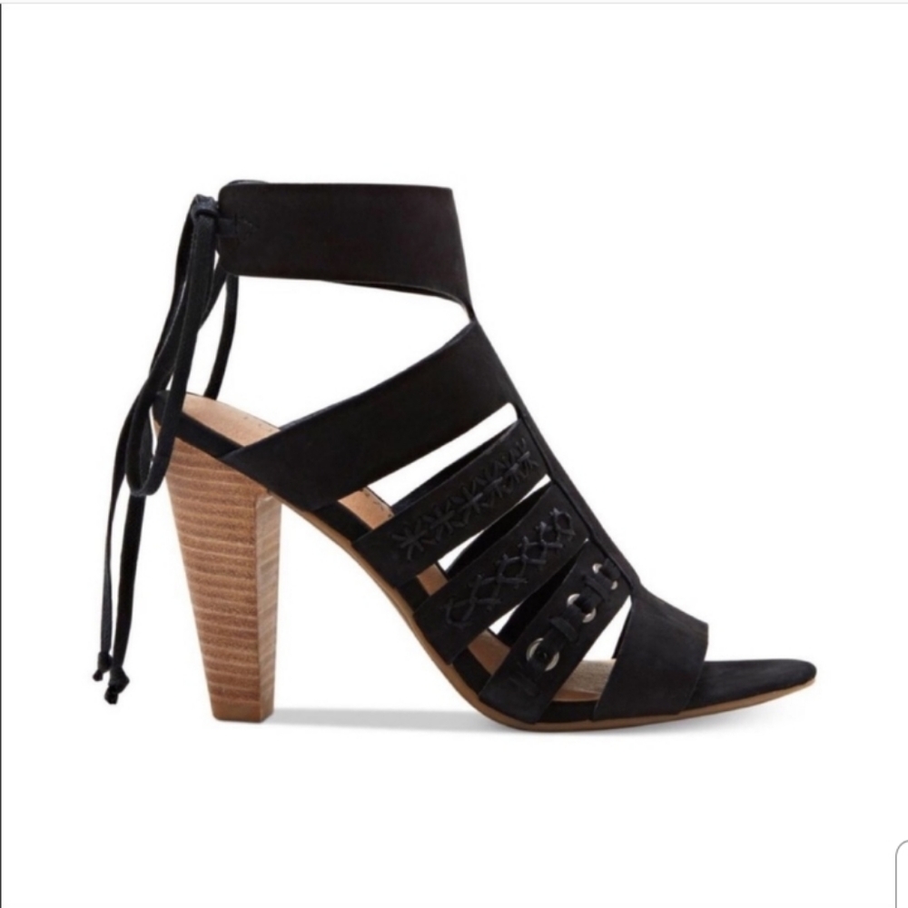 Lucky Brand Radfas Suede Black Lace Up Sandal 7M